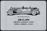 Vintage playing card JIM CLARK silver Chrysler Plymouth Dodge Topeka Lawrence KS