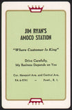 Vintage playing card JIM RYANS AMOCO STATION gas and oil Pawtucket Rhode Island