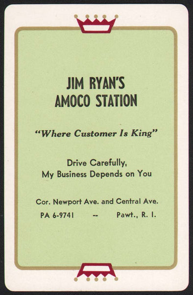 Vintage playing card JIM RYANS AMOCO STATION gas and oil Pawtucket Rhode Island