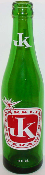 Vintage soda pop bottle JK SPARKLING BEVERAGES green Kostyo Terre Haute Indiana