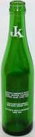 Vintage soda pop bottle JK SPARKLING BEVERAGES green Kostyo Terre Haute Indiana