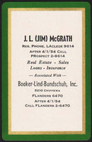 Vintage playing card J L JIM McGRATH Real Estate Booker Lind Bundschuh St Louis