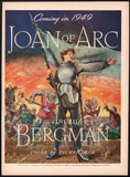 Vintage magazine ad JOAN OF ARC movie from 1948 starring Ingrid Bergman