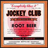 Vintage soda pop bottle label JOCKEY CLUB ROOT BEER Hammonton NJ new old stock