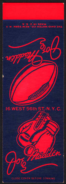 Vintage matchbook cover JOE MADDEN boxing football New York City salesman sample