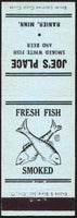 Vintage matchbook cover JOES PLACE with fish pictured from Ranier Minnesota