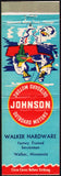 Vintage matchbook cover JOHNSON OUTBOARD MOTORS boat Walker Hardware Minnesota