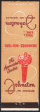 Vintage matchbook cover JOHNSTON CANDIES and CHOCOLATES man Milwaukee New York