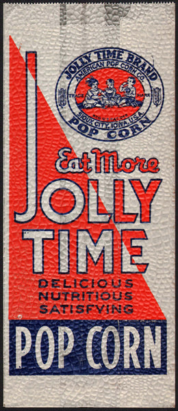 Vintage bag JOLLY TIME POP CORN American Co kids pictured Sioux City Iowa n-mint