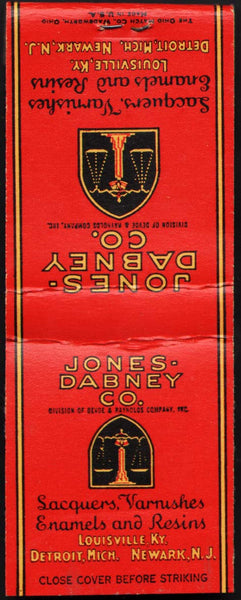 Vintage full matchbook JONES DABNEY Devoe paint Louisville Detroit Newark unused