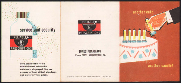 Vintage brochure JONES PHARMACY Another Cake dated 1953 Youngsville PA n-mint