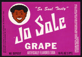 vintage soda pop bottle label JO SOLE GRAPE with OJ Simpson pictured Buffalo NY