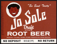 Vintage soda pop bottle label JO SOLE ROOT BEER with OJ Simpson pictured Buffalo NY