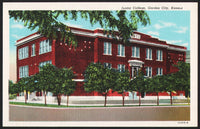 Vintage postcard JUNIOR COLLEGE pictured linen type Garden City Kansas unused