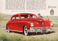 Vintage magazine ad KAISER FRAZER 1947 yellow and red cars George Shepherd art
