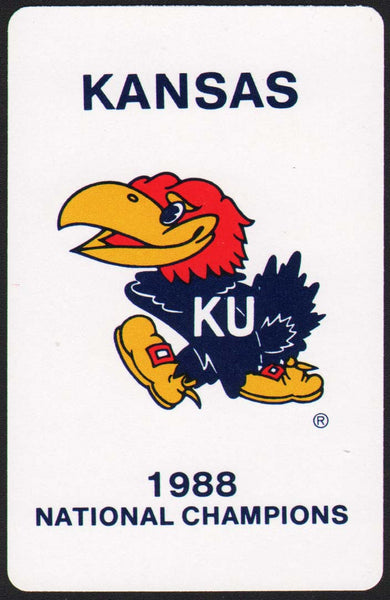 Vintage playing card KANSAS NATIONAL CHAMPIONS 1988 Rock Chalk Jayhawk pictured