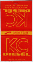 Vintage full matchbook KC DIESEL North Kansas City Missouri 28 stick GM n-mint