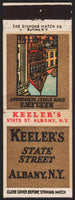 Vintage matchbook cover KELLERS STATE STREET Restaurant building pictured Albany NY