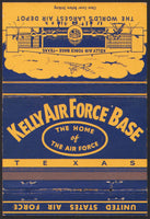 Vintage matchbook cover KELLY AIR FORCE BASE hanger and plane pictured Texas