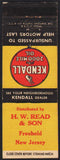 Vintage matchbook cover KENDALL The 2000 Mile Oil H W Read and Son Freehold NJ