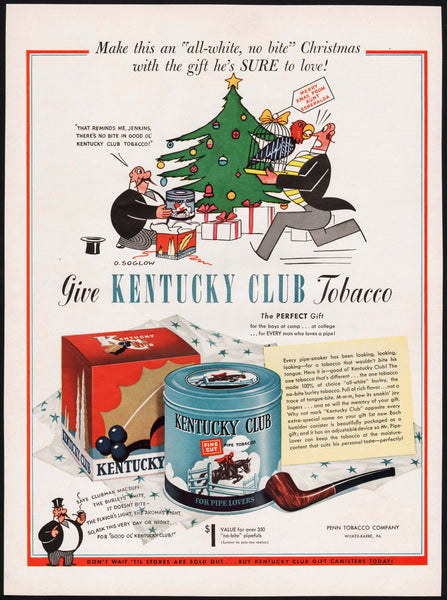 Vintage magazine ad KENTUCKY CLUB tobacco 1941 Christmas theme Otto Soglow art