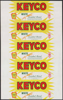 Vintage bread wrapper KEYCO WHITE Keystone Reading PA unused new old stock n-mint