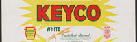Vintage bread wrapper KEYCO WHITE Keystone Reading PA unused new old stock n-mint