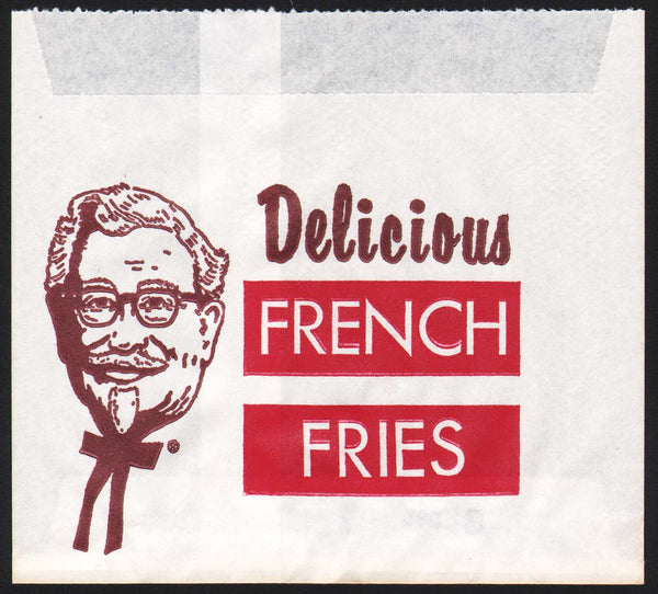 Vintage bag KFC Kentucky Fried Chicken French Fries colonel pictured unused n-mint