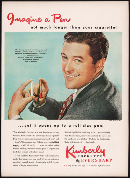 Vintage magazine ad KIMBERLY POCKETTE by EVERSHARP from 1948 Dennis Morgan pictured