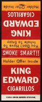 Vintage full matchbook KING EDWARD CIGARILLOS #2 Smoke Smart Holder Offer inside