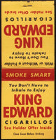 Vintage full matchbook KING EDWARD CIGARILLOS #1 Smoke Smart Holder Offer inside