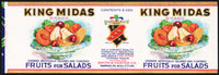 Vintage label KING MIDAS Fruits for Salads Smith Horton Warren Oil City PA unused