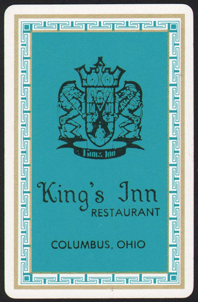 Vintage playing card KINGS INN RESTAURANT picturing their crest Columbus Ohio