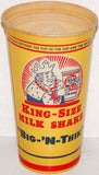 Vintage paper cup BIG N THIK King Size Milk Shake king pictured unused n-mint