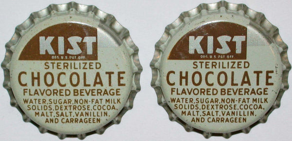Soda pop bottle caps KIST CHOCOLATE BEVERAGE Lot of 2 cork lined new old stock