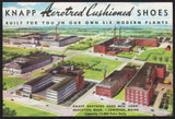 Vintage postcard KNAPP SHOES Brockton Mass Lewiston Maine factories pictured