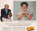 Vintage magazine ad EASTMAN KODAK 1959 picturing Mickey Mantle and Little Mickey