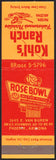 Vintage matchbook cover KOHLS RANCH Rose Bowl Motor Hotel Payson Phoenix Arizona