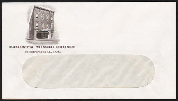 Vintage envelope KOONTZ MUSIC HOUSE building picture Bedford Pennsylvania n-mint