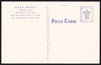 Vintage postcard KYLE HOTEL with old hotel pictured linen type Temple Texas unused
