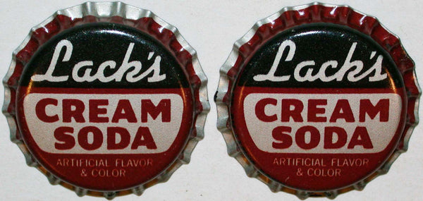 Soda pop bottle caps LACKS CREAM SODA Lot of 2 cork lined unused new old stock