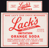Vintage soda pop bottle label LACKS ORANGE SODA Muskegon Michigan new old stock