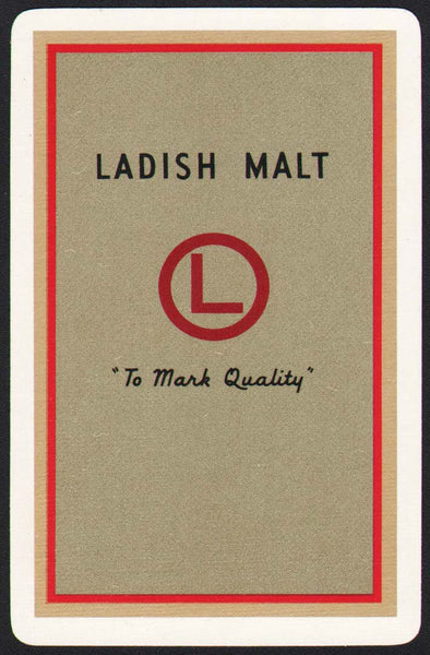 Vintage playing card LADISH MALT red border To Mark Quality Milwaukee Wisconsin