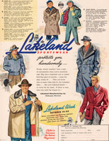 Vintage magazine ad LAKELAND SPORTSWEAR 1949 mens coats and jackets pictured