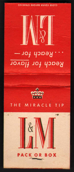 Vintage full matchbook L & M CIGARETTES crown pictured The Miracle Tip unstruck