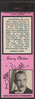 Vintage matchbook cover LARRY CLINTON Diamond Match Nite Life series with bio