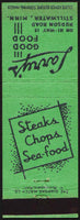 Vintage matchbook cover LARRYS GOOD FOOD Steaks Chops Seafood Stillwater Minnesota