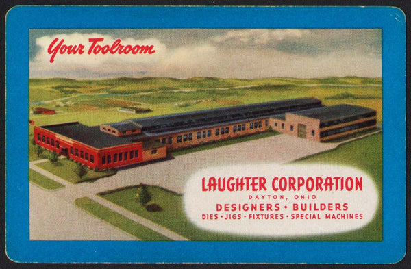 Vintage playing card LAUGHTER CORPORATION Your Toolroom building pictured Dayton Ohio