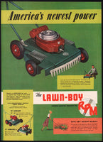 Vintage magazine ad LAWN BOY LAWN MOWER 1953 rotary power mowers pictured 2 page