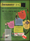Vintage magazine ad LAWN BOY LAWN MOWER 1953 rotary power mowers pictured 2 page